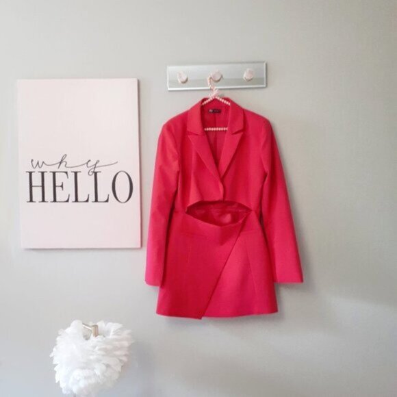 NWOT Zara raspberry pink cut out blazer dress, L - Picture 5 of 6